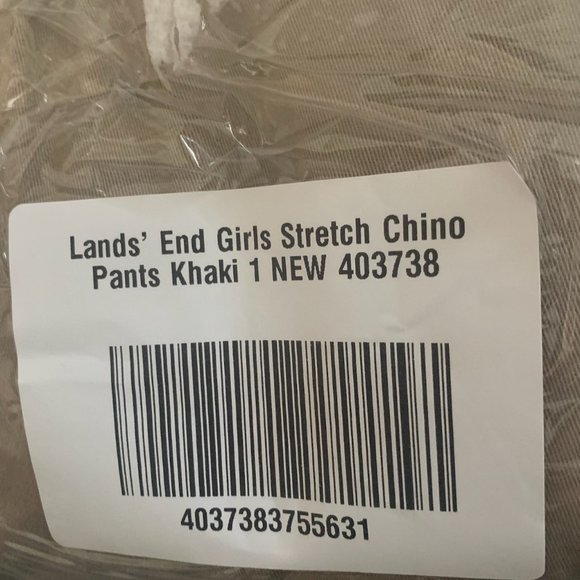 NWT LANDS' END JUNIOR GIRLS STRETCH CHINO PANTS KHAKI SIZE 1 - Picture 4 of 7